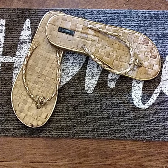 J.  Crew Gold Woven Flip Flops - Picture 2 of 4